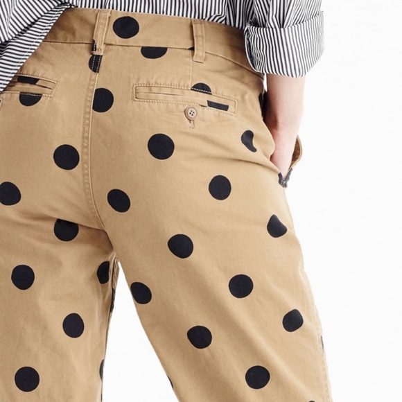 J CREW high rise girlfriend chino polkadot khaki 0 - Picture 5 of 11